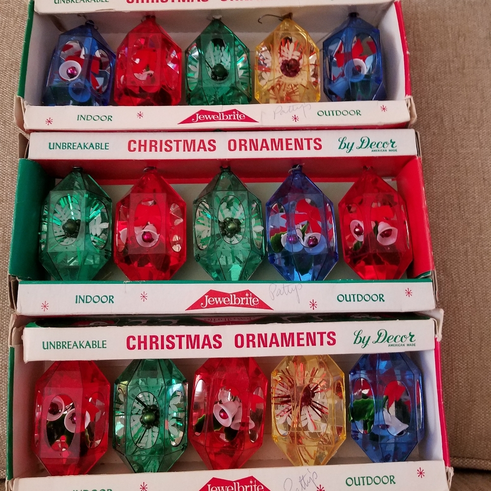 Vintage Jewelbrite Christmas Ornaments